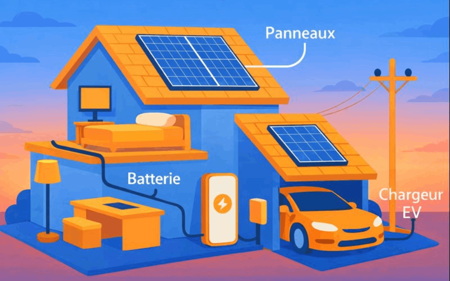 Maison moderne avec énergie solaire