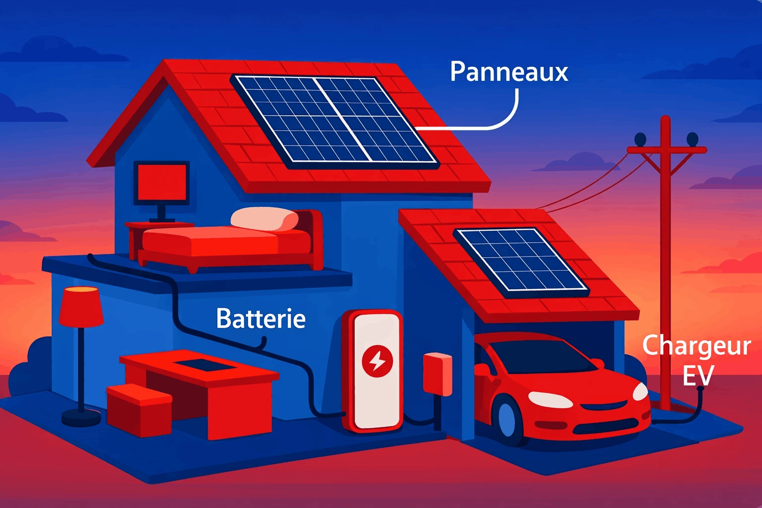 Maison moderne avec énergie solaire