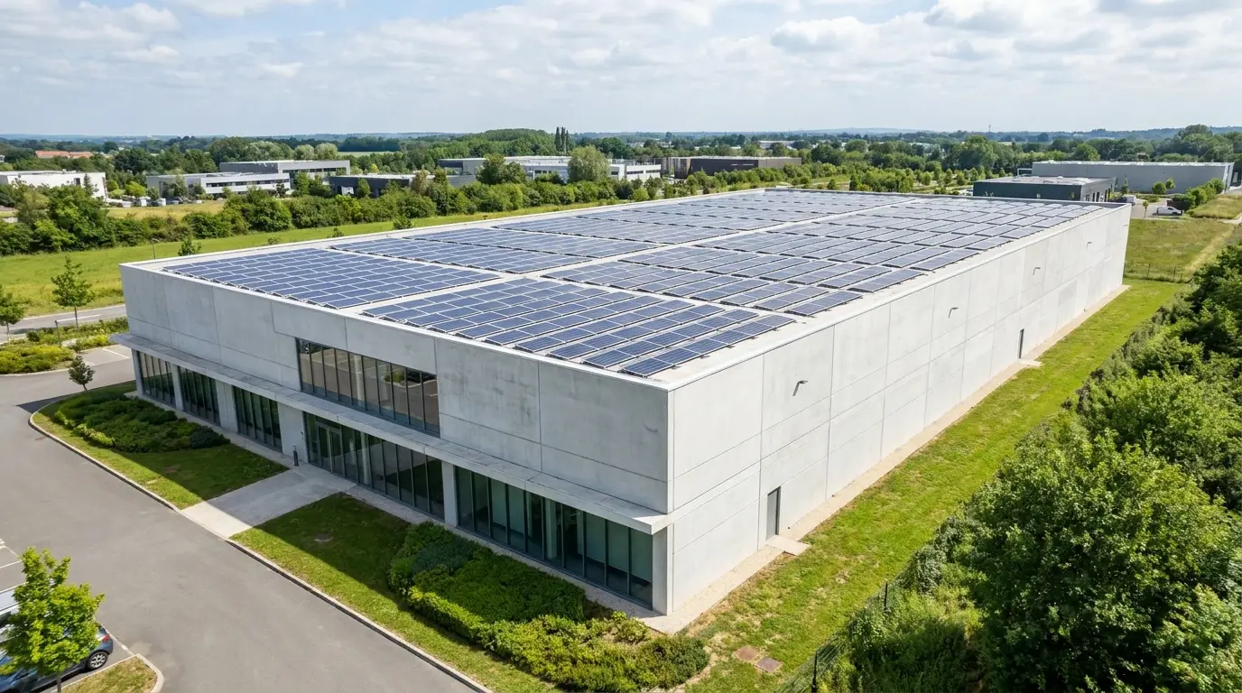 Bâtiment tertiaire avec panneaux solaires en abonnement pour entreprise — Tim Energy